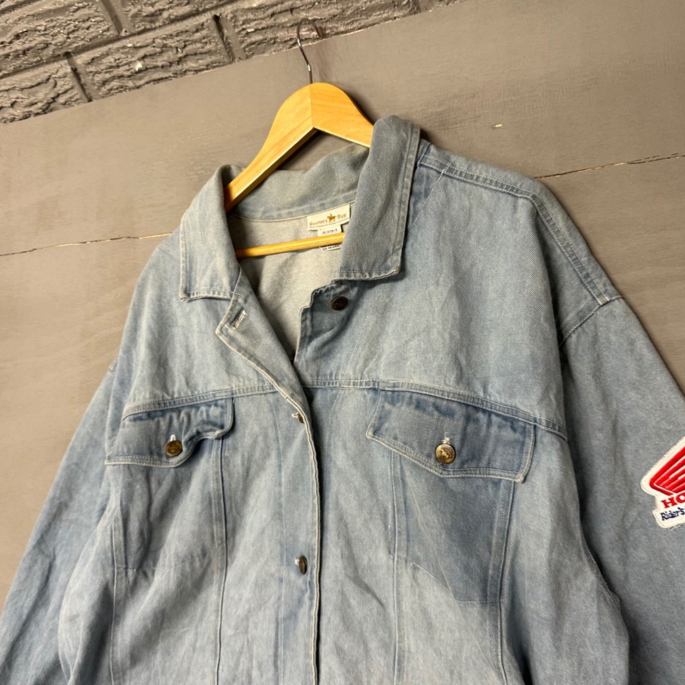 Hunters Run Vintage Honda Riders Club‎ Denim Jacket Light Wash Plus Size 3X C